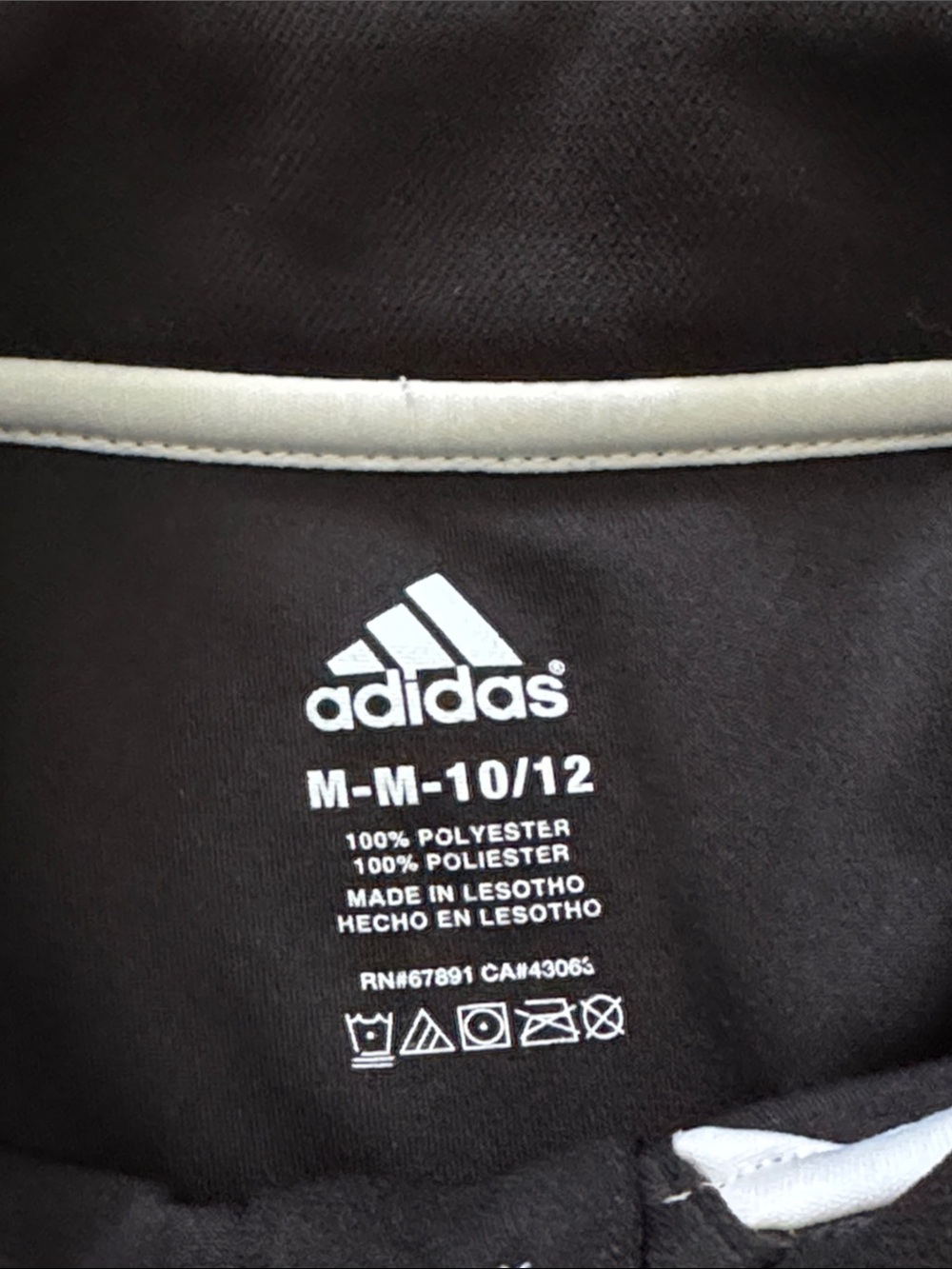 adidas Boys Black Polo with White Shoulder Stripes Size M (10/12) - Picture 4 of 7